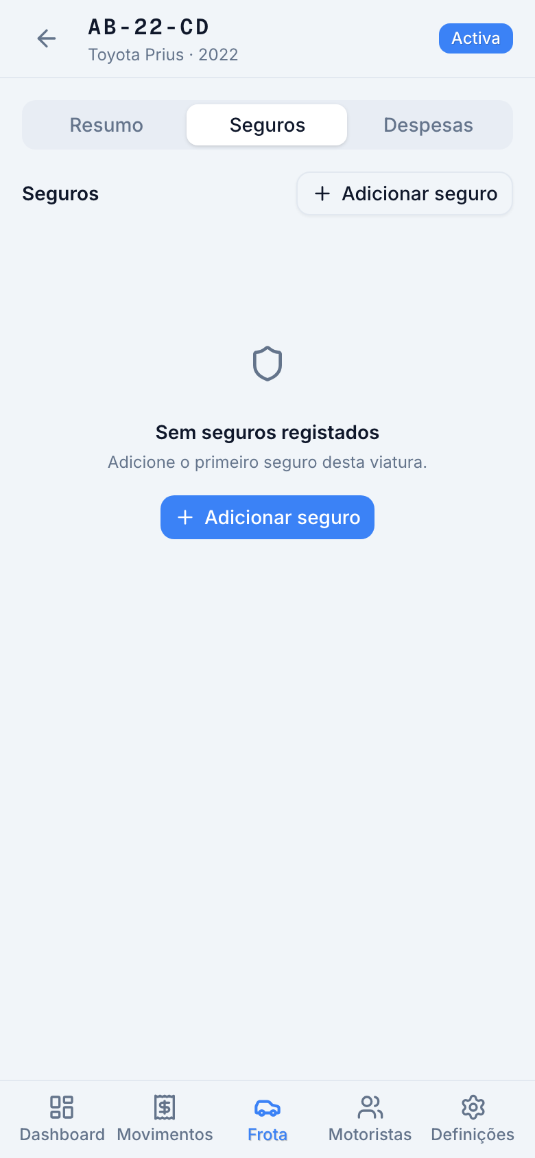 Seguros da viatura